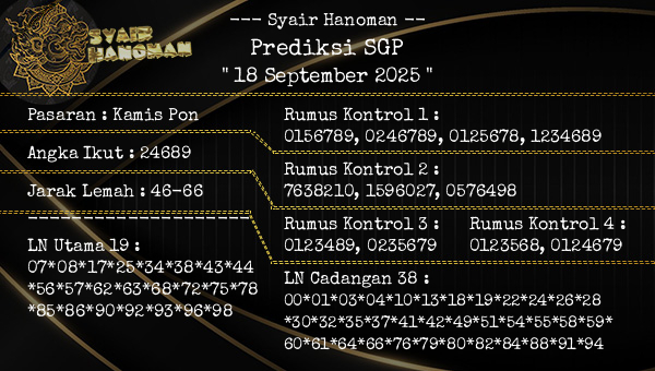 --- Syair Hanoman -- - Prediksi SGP